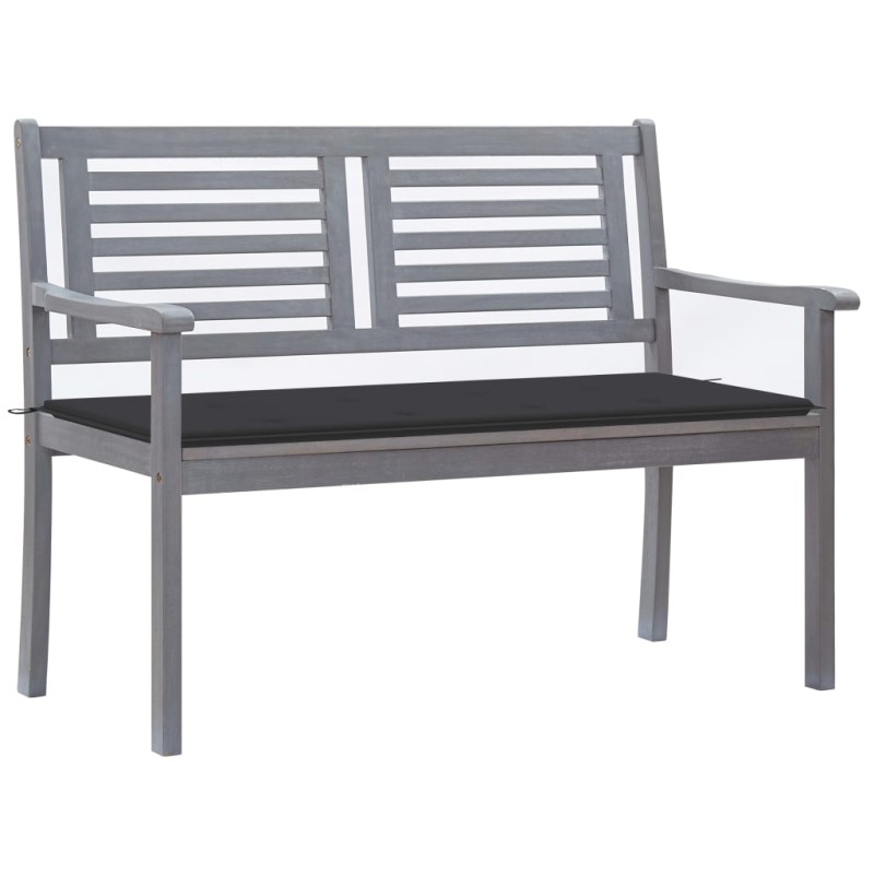 vidaXL Banco de jardín 2 plazas madera eucalipto gris y cojín 120 cm vidaXL Banco de jardín 2 plazas madera eucalipto gris y cojín 120 cm