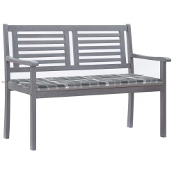 vidaXL Banco de jardín 2 plazas madera eucalipto gris y cojín 120 cm