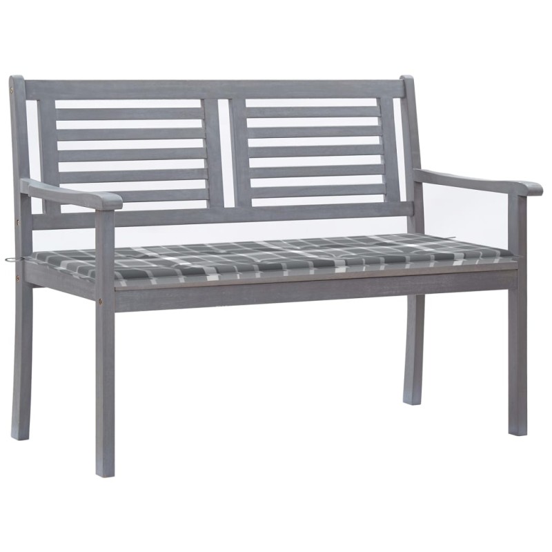 vidaXL Banco de jardín 2 plazas madera eucalipto gris y cojín 120 cm vidaXL Banco de jardín 2 plazas madera eucalipto gris y cojín 120 cm