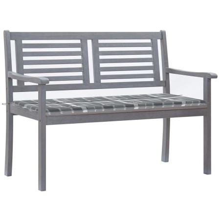 vidaXL Banco de jardín 2 plazas madera eucalipto gris y cojín 120 cm