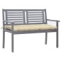 vidaXL Banco de jardín 2 plazas madera eucalipto gris y cojín 120 cm vidaXL Banco de jardín 2 plazas madera eucalipto gris y cojín 120 cm