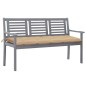 vidaXL Banco de jardín 3 plazas madera eucalipto gris y cojín 150 cm vidaXL Banco de jardín 3 plazas madera eucalipto gris y cojín 150 cm