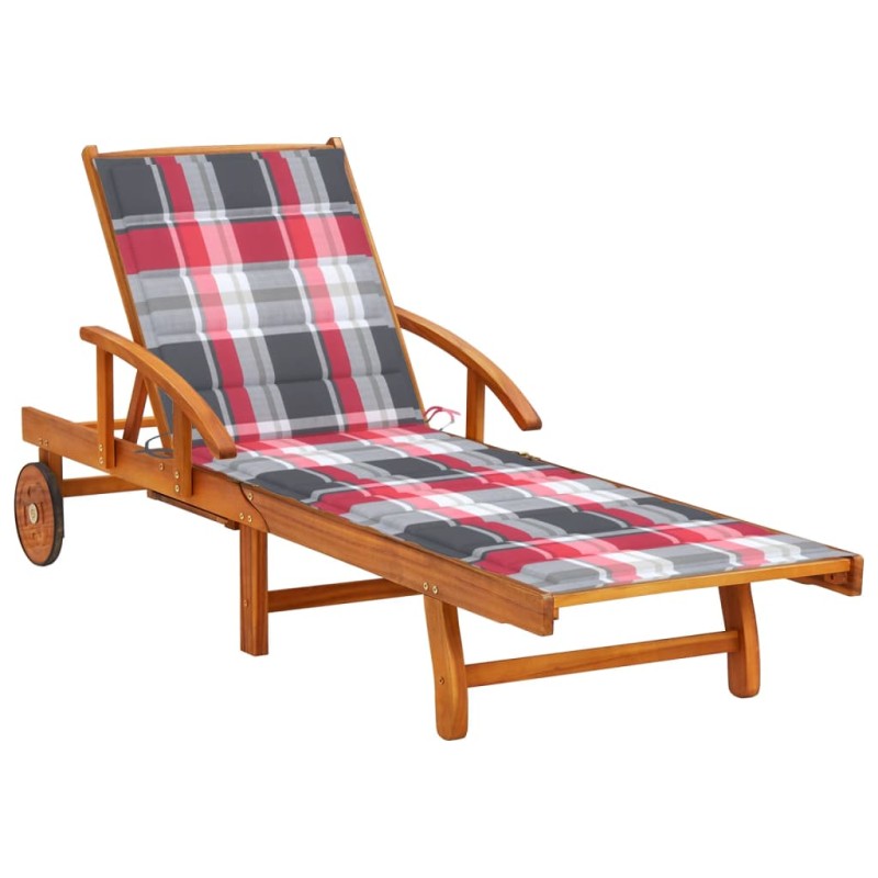 vidaXL Tumbona de jardín con cojín madera maciza de acacia vidaXL Tumbona de jardín con cojín madera maciza de acacia