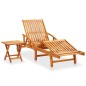 vidaXL Tumbona de jardín con mesa y cojín madera maciza de acacia vidaXL Tumbona de jardín con mesa y cojín madera maciza de acacia