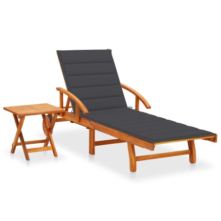 vidaXL Tumbona de jardín con cojín madera maciza de acacia