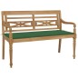 vidaXL Banco Batavia madera maciza de teca con cojín verde 120 cm vidaXL Banco Batavia madera maciza de teca con cojín verde 120 cm