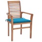 vidaXL Sillas de comedor 2 uds madera maciza teca con cojines azules