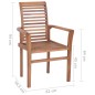 vidaXL Sillas de comedor 2 uds madera maciza teca con cojines azules