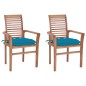 vidaXL Sillas de comedor 2 uds madera de teca con cojines azul claro vidaXL Sillas de comedor 2 uds madera de teca con cojines azul claro