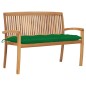 vidaXL Banco de jardín apilable y cojín madera maciza de teca 128,5 cm vidaXL Banco de jardín apilable y cojín madera maciza de teca 128,5 cm
