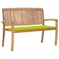 vidaXL Banco de jardín apilable y cojín madera maciza de teca 128,5 cm