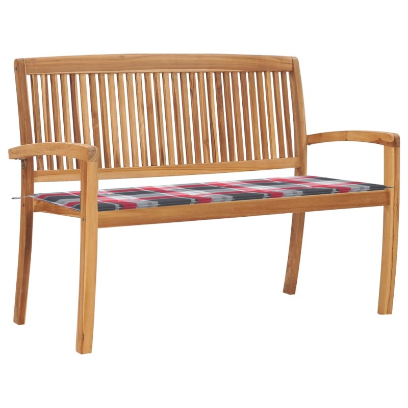 vidaXL Banco de jardín apilable y cojín madera maciza de teca 128,5 cm vidaXL Banco de jardín apilable y cojín madera maciza de teca 128,5 cm
