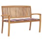 vidaXL Banco de jardín apilable y cojín madera maciza de teca 128,5 cm vidaXL Banco de jardín apilable y cojín madera maciza de teca 128,5 cm