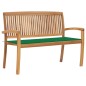 vidaXL Banco de jardín apilable y cojín madera maciza de teca 128,5 cm vidaXL Banco de jardín apilable y cojín madera maciza de teca 128,5 cm