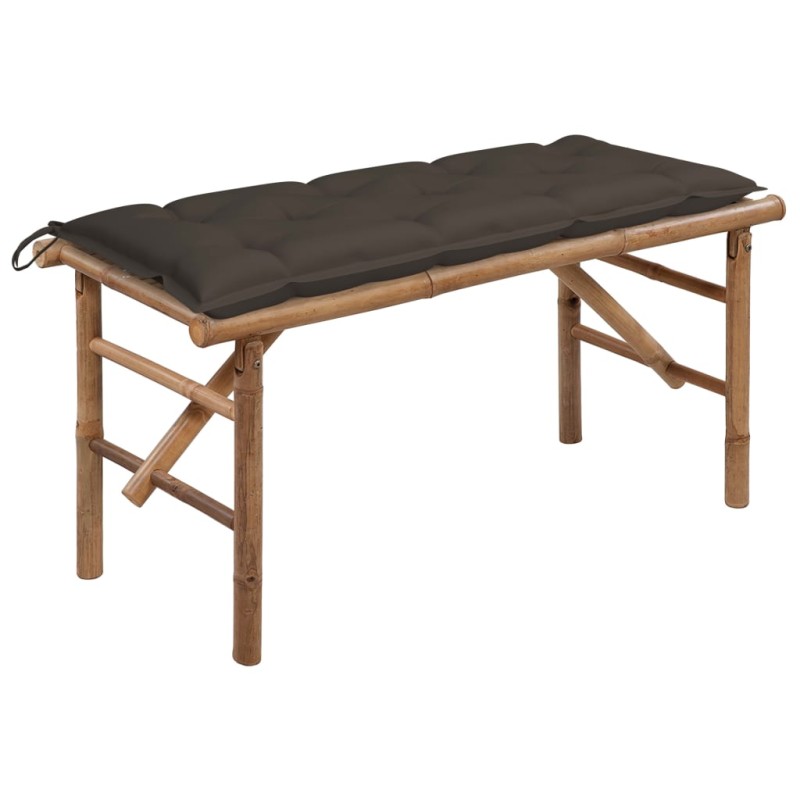 vidaXL Banco de jardín plegable con cojín bambú 118 cm vidaXL Banco de jardín plegable con cojín bambú 118 cm