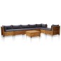 vidaXL Muebles de jardín 8 pzas y cojines madera de acacia gris oscuro vidaXL Muebles de jardín 8 pzas y cojines madera de acacia gris oscuro