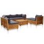 vidaXL Muebles de jardín 8 pzas y cojines madera de acacia gris oscuro vidaXL Muebles de jardín 8 pzas y cojines madera de acacia gris oscuro