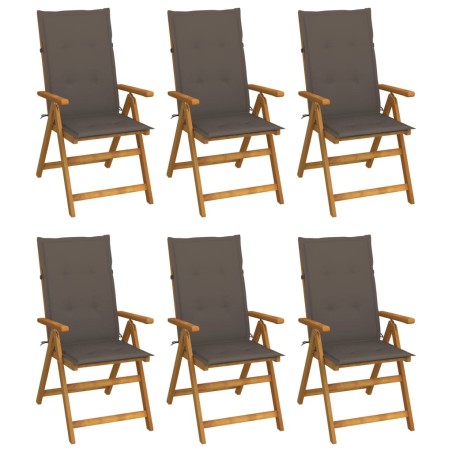 vidaXL Sillas de jardín plegables 6 uds y cojines madera maciza acacia