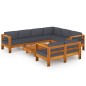 vidaXL Muebles de jardín 8 pzas con cojines gris oscuro madera acacia