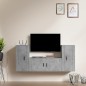 vidaXL Set de muebles de TV 3 pzas madera contrachapada gris hormigón vidaXL Set de muebles de TV 3 pzas madera contrachapada gris hormigón
