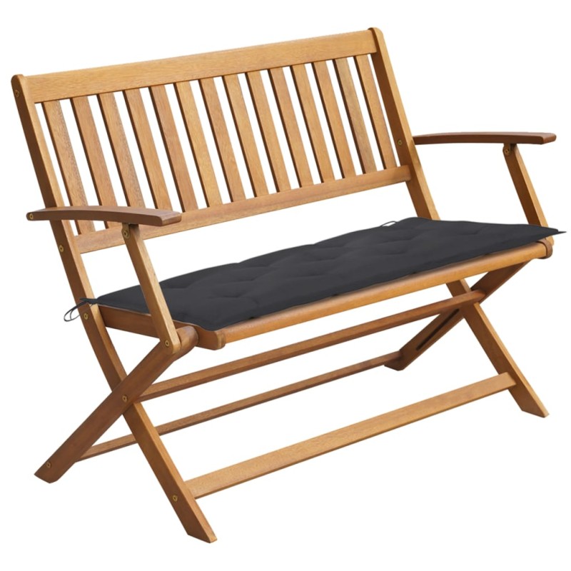vidaXL Banco de jardín con cojín madera maciza de acacia 120 cm vidaXL Banco de jardín con cojín madera maciza de acacia 120 cm