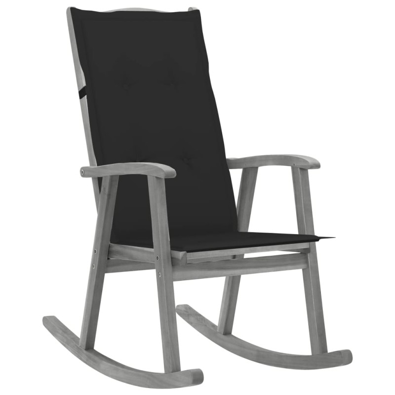 vidaXL Silla mecedora con cojines madera maciza de acacia gris vidaXL Silla mecedora con cojines madera maciza de acacia gris