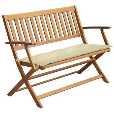 vidaXL Banco de jardín con cojín madera maciza de acacia 120 cm