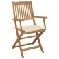 vidaXL Sillas de jardín plegables 2 uds y cojines madera maciza acacia