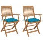 vidaXL Sillas de jardín plegables 2 uds y cojines madera maciza acacia vidaXL Sillas de jardín plegables 2 uds y cojines madera maciza acacia
