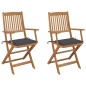 vidaXL Sillas de jardín plegables 2 uds y cojines madera maciza acacia vidaXL Sillas de jardín plegables 2 uds y cojines madera maciza acacia