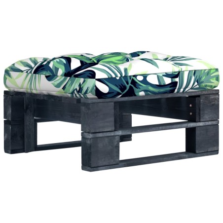 vidaXL Otomana de jardín de palets madera de pino impregnada negro