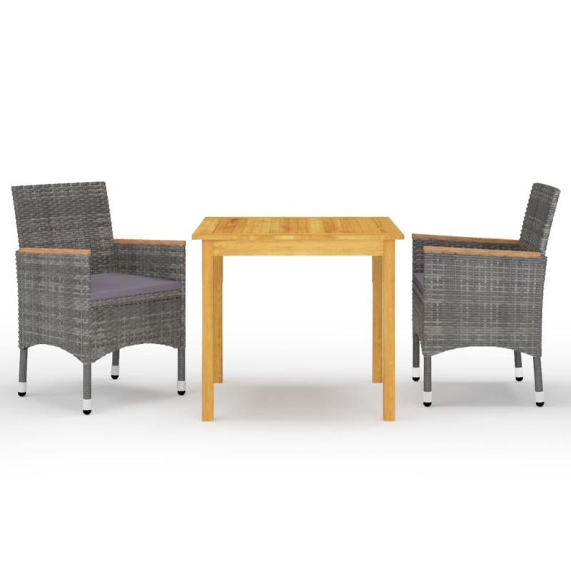 vidaXL Juego de comedor de jardín de 3 piezas gris vidaXL Juego de comedor de jardín de 3 piezas gris