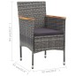 vidaXL Juego de comedor de jardín de 3 piezas gris vidaXL Juego de comedor de jardín de 3 piezas gris