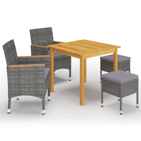 vidaXL Juego de comedor de jardín de 5 piezas gris