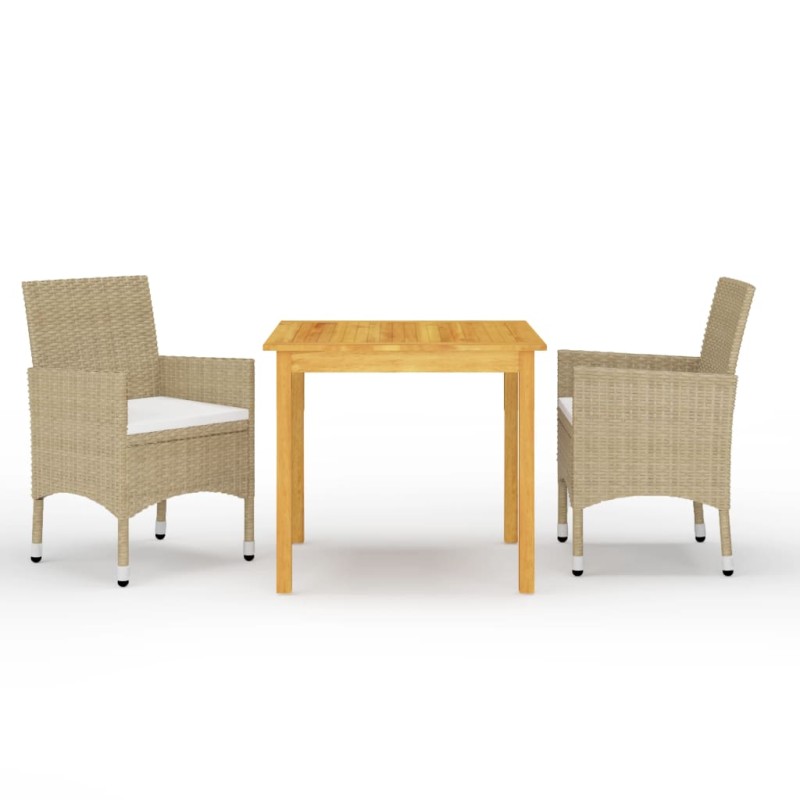 vidaXL Juego de comedor de jardín de 3 piezas beige vidaXL Juego de comedor de jardín de 3 piezas beige