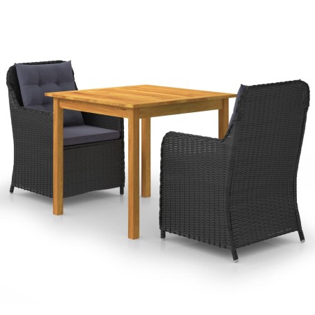 vidaXL Juego de comedor para jardín 3 piezas negro