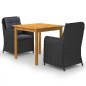 vidaXL Juego de comedor para jardín 3 piezas negro vidaXL Juego de comedor para jardín 3 piezas negro