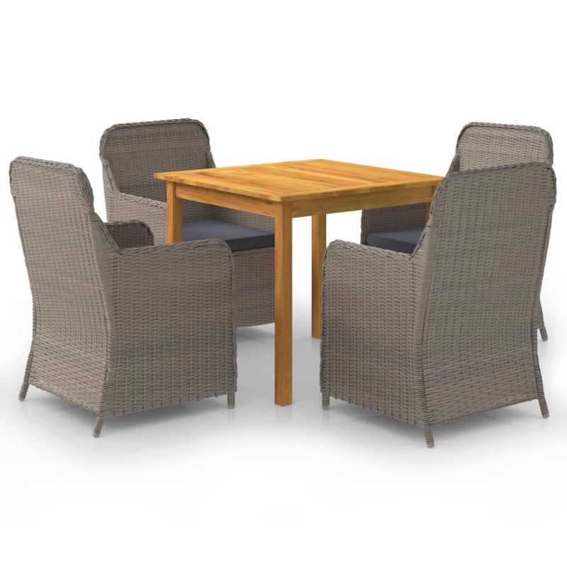 vidaXL Juego de comedor para jardín 5 piezas marrón vidaXL Juego de comedor para jardín 5 piezas marrón