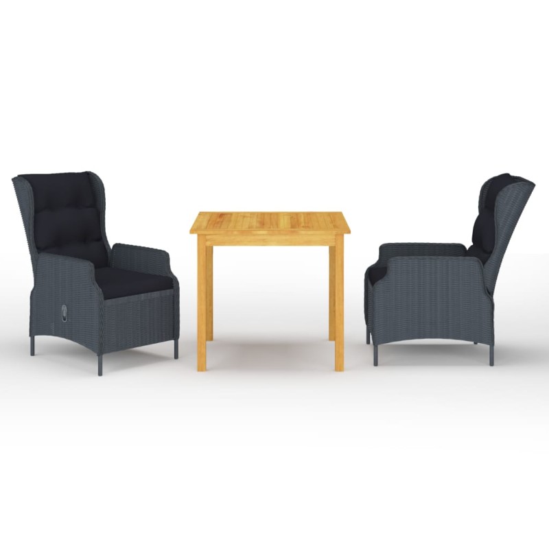 vidaXL Juego de comedor para jardín 3 piezas gris oscuro vidaXL Juego de comedor para jardín 3 piezas gris oscuro