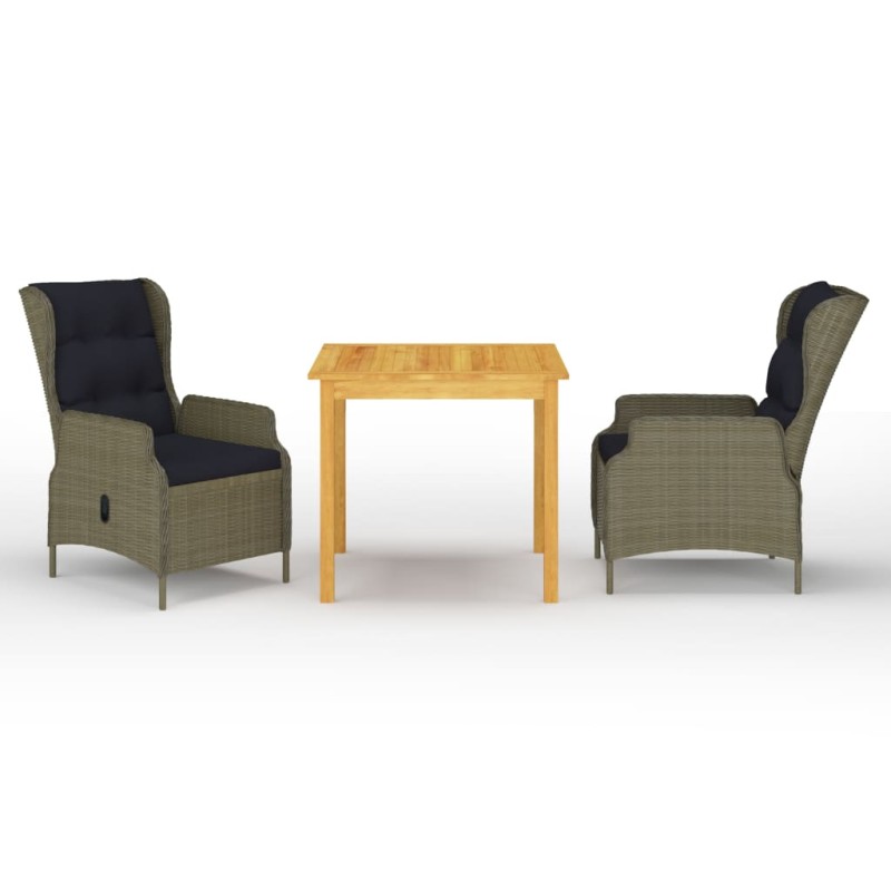 vidaXL Juego de comedor para jardín de 3 piezas marrón vidaXL Juego de comedor para jardín de 3 piezas marrón