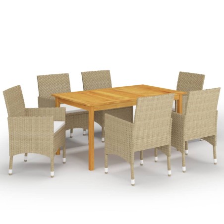 vidaXL Juego de comedor de jardín de 7 piezas beige