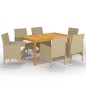 vidaXL Juego de comedor de jardín de 7 piezas beige vidaXL Juego de comedor de jardín de 7 piezas beige