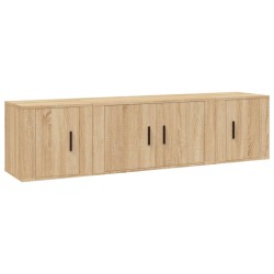 vidaXL Set de muebles para TV 3 pzas madera contrachapada roble sonoma