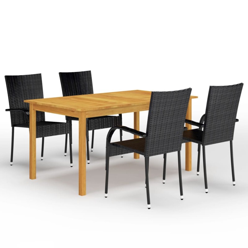 vidaXL Juego de comedor para jardín 5 piezas negro vidaXL Juego de comedor para jardín 5 piezas negro