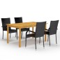 vidaXL Juego de comedor para jardín 5 piezas negro vidaXL Juego de comedor para jardín 5 piezas negro