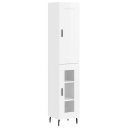 vidaXL Aparador alto madera contrachapada blanco brillo 34,5x34x180 cm