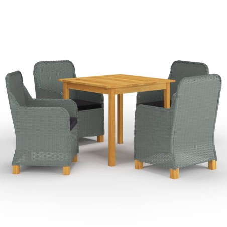 vidaXL Juego de comedor para jardín de 5 piezas gris claro