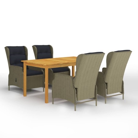 vidaXL Juego de comedor para jardín de 5 piezas marrón