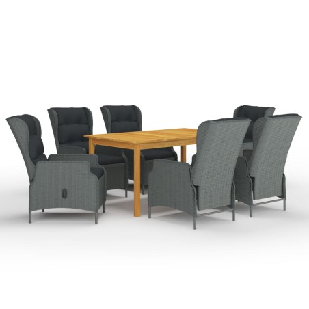 vidaXL Juego de comedor para jardín de 7 piezas gris claro