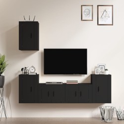 vidaXL Set de muebles para TV 5 piezas madera contrachapada negro